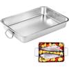 GBKDQQ Pirofila con manici, teglia da forno rettangolare in acciaio inox, grande 40 x 30 x 7 cm, per forno, barbecue, teglia da forno, teglia per torte, teglia resistente al calore, lavabile in lavastoviglie
