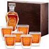 Maverton Set Decanter per Whisky in vetro, da 700 ml | Incisione personalizzata, Caraffa con 6 bicchieri, idea regalo per l'anniversario, Fiori di campo