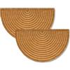 Astra Zerbino moderno per porta d'ingresso - Tappetino in cocco Set di 2 45x75cm a semicerchio naturale - Tappetino antisdrucciolo robusto - Zerbino interno