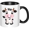 KHDKLXOHZ Simpatiche tazze in ceramica a forma di mucca da latte, 325 ml, due tonalità, tazza da tè e caffè, adatta al microonde, perfetta per casa, ufficio e ristoranti