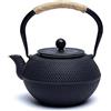 XdeliX Teiera in ghisa 1,2 l - Teiera giapponese Tetsubin smaltata con colino da tè in acciaio inox - Nero - Teiera per tè sfuso, cerimonia del tè e cultura asiatica