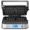 GASTROBACK 42424 - Piastra per waffle Advanced Control, 5 diversi programmi, 7 livelli di doratura, controllo tramite display LCD, 1600 Watt, acciaio INOX, colore: Argento