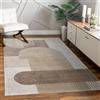 Paco Home Tappeto Soggiorno Camera Da Letto A Pelo Corto Moderno Motivo Geometrico Ad Arco Linee Astratte Crema Beige, Dimensione:80x150 cm