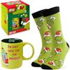 The Grinch Tazza e Calzini Uomo Set, Morbido Calze Colorate EU 40-45 e Tazze Ceramica 325ml, Diverte Secret Santa Idee Regalo Uomo