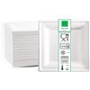DPdantepellacani 50 Piatti Piani Quadri Grandi lato 26 cm Piatto carta bianco bagassa biodegradabile rigido monouso in fibra vegetale feste compleanni picnic eventi sagre