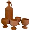 ARTIGIANATO VULCANO Set Brocca Berbera in Terracotta con 4 Bicchieri, Caraffa 2L 35cm, Bicchieri 250ml, Fatto a Mano