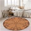 Tomifine Tappeto Soggiorno Rotondo Tappeti con Nappe Antiscivolo Lavabile in Lavatrice in Stile Bohémien con frangia per Cucina Corridoio Camera da Letto (120 cm,Arancione Giallo)