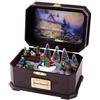 Lecreatekit Carillon natalizio luminoso, in legno, ricarica USB, mini scatola musicale vintage incisa, decorazioni natalizie per Capodanno, Natale, ragazzo, ragazza, uomo e donna (stile ragazzo)