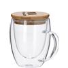 Giomel Tazza Mug in Vetro con Coperchio in Bambù Personalizzabile con Logo Grafica o Testo Idea Regalo Simpatica ed Originale per ogni Occasione