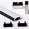 AFTERTECH 1x 3metri 1506N 15x6mm PROFILO ALLUMINIO NERO PER STRISCE STRIP LED BARRA RIGIDA 3MT + COPERTURA (1x 3metri 1506nero milk)