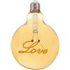 Partenopea Lampadina LED a filamento vintage Globo luce calda 2500K decorativa attacco E27 da 4W 320LM con scritta per illuminazione calda casa, bar, ristorante (Love)