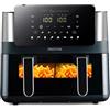 PRIXTON Friggitrice ad aria senza olio Cook Organics Pro da 8 litri a doppio scomparto, con finestra, illuminazione e controllo touch