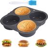 mumisuto Stampo per Burger Buns, Antiaderente Teglia per Hamburger e Muffin in Silicone, Teglie da Forno per 4 o 6 Panini, con 1 Pennello, per Hamburger, Panini, Focacce, Bignè, Cupcakes