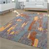 TT Home Tappeto Pelo Lungo Salotto Moderno Shaggy Moderno Vintage Motivo Astratto, Colore:Blu Marrone Giallo, Dimensione:60x100 cm