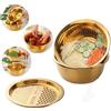 Keiwhsly Set di 3 scolapasta multifunzione in acciaio inox, color oro, grande capacità, per lavare verdure, frutta e patate, grattugia per carote