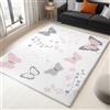 Generic Tappeto Salotto Morbido Pelo Corto Non Spargimento Facile Da Pulire, 80 x 150 cm Scendiletto Camera da Letto Tappeti Lavabili per Cameretta Bambino Ufficio, Acquerello Fantasy Farfalla Bianco Rosa