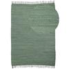 carpetfine Tappeto a tessitura Kilim Chindi Uni verde 90x160 cm, tessuto a mano | Tappeto moderno reversibile in cotone per soggiorno e camera da letto con frange