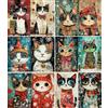 Craft Kreatively Carta di riso per decoupage con gatti natalizi, 21 x 26,5 cm, 6 fogli | 6 disegni unici | Design natalizio versatile per progetti artistici e artigianali CRAFT KREATIVELY