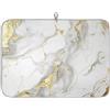Mexpekil Tappetino scolapiatti per cucina, 45,7 x 61 cm, assorbente, tappetino scolapiatti da cucina, con stampa in marmo bianco e oro, per piani di lavoro, lavello, animali domestici