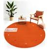 carpetfine Tappeto di lana Gabbeh Uni rotondo Arancio Ø 80 | Tappeto moderno per soggiorno e camera da letto