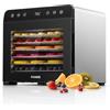 FOHERE Essiccatore Alimentare 8 Vassoi in Acciaio Inox, Silenzioso <40dB per Uso Notturno, Termostato 35-75℃ Timer 48h, per Frutta, Verdura, Carne, Funghi, Erbe, Snack per Bebè