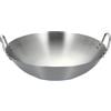 predolo Pentola Wok a Due Manici in Acciaio Inossidabile con Fondo Piatto, Diametro 24 Cm