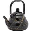 POTYYH Bollitore smaltato, 2 l, bollitore da campeggio, bollitore smaltato, bollitore a fischio, per induzione e fornelli a gas, nero