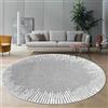 Rug-QJDDUP Tappeto Rotondo,Gray,Round Diameter 110 cm, Design moderno e semplice a colori neutri, Tappeti Lavabile per Soggiorno, Camera da letto, Camera dei bambini,