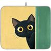 Mexpekil Tappetino scolapiatti a forma di gatto nero, assorbente, tappetino scolapiatti da cucina, antiscivolo, per scolapiatti per piatti, tazze, padelle, 40,6 x 45,7 cm
