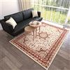 Mazovia Tappeto Salotto Moderno Pelo Corto - Tappeti Moderni Soggiorno - Tappeti Camera da Letto - Tappeti Salotto Grandi Dimesnioni - Motivo Orientale - Rosso Crema - 140x200 cm