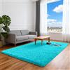 ZXIAOHUI Tappeto Soggiorno 120 x 250 cm Lungo Peluche, Morbido e Soffice, Lavabile, Tappeto Pelo Lungo Soggiorno Grande per Cameretta Dei Bambini, Corridoio, azzurro