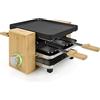 Princess SDA 162950 Raclette Pure 4 - Versione in bambù per persone con termostato regolabile da 800 Watt, padella e spatola, 01.162950.01.001, bambù/nero
