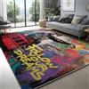 Generic Tappeto 80 X 150Cm Street Art Graffiti Grande Per Soggiorno, Sala Da Pranzo E Camera Da Letto - Tappeto Pelo Corto Morbido E Lussuoso, Antiscivolo E Facile Da Pulire Rosso Nero