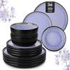 vancasso AMBER Servizio Piatti per 12 Persone, Set Piatti Moderni 36 Pezzi in Gres - 12 Piatti Piani, 12 Piatti Dessert e 12 Ciotole Cereali - Adatto per Lavastoviglie e Microonde - Smalto Viola