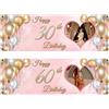 CUDIYST Striscione Buon Compleanno Personalizzato Decorazioni Compleanno Banner Lungo Rosa Personalizzata Per Qualsiasi Età - 100X250CM/120X300CM Banner Compleanno Festa