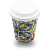Generico 500 Bicchieri Mezzo Cappuccino/Caffè Carta Colorati con Tappo con Foro 210 ml - Biodegradabili e Compostabili - Usa e Getta con Grafiche Miste - Per Casa, Ufficio, Asporto, Bevande Calde SENZA TAPPO