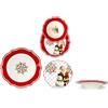 COSE DA CASA Servizio di Piatti natalizio per 6 Persone 18 pezzi in porcellana bordi smerlati decorazioni babbo natale pupazzo di neve rosso per una tavola particolare ed elegante idea regalo