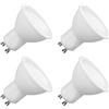 Acan Tradineur - Confezione da 4 lampadine LED piatte GU10, 5 W equivalente a 43 W, 425 lumen, 3000 K, luce gialla calda, efficienza energetica A+, 20000 ore - 5,8 x 4,9 cm