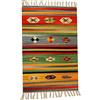 SpazioTessile - Tappeto Salotto, Cucina, Camera da Letto, Soggiorno, Ingresso Interno 100% Cotone Kilim, Stuoia Etnica Indiana Pelo Corto e Frange, Lavabile in Lavatrice - 70x140cm, Disegno E