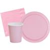 Isola Party Kit festa di compleanno tinta unita color Rosa pastello per 25 persone eco-friendly (25 piatti di carta ⌀ 23 cm, 25 bicchieri di carta 200 ml, 50 tovaglioli di carta 33x33 cm)