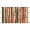Home Tresor - Tappeto Etnico, Stuoia Multicolore a Striscie, Tappeto Indiano Chindi Fatto a Mano, Passatoia in Cotone con Nappe e Frange Ecosostenibile Materiali Riciclati Reversibile (50 x 140 cm)