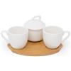 NAMAI - Set di 2 Tazzine Da Caffe, 1 Zuccheriera e 1 Vassoio in Bamboo, New Bone China, Adatte in Lavastoviglie e Microonde, Idea Regalo