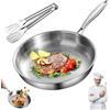 Ruileyou Padelle Titanio Puro, Padella Titanio with Lid and Spatula, Uncoated Frying Pan, Scratch Resistant, Non-Stick, Hammered Frying Pan with Lid, Compatible with All Hobs (Senza Coperchio, 28cm)