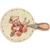 Brandani Tagliere "Coccole" in Porcellana/Bamboo 20×29,5 cm con coltello formaggio inox, lavabile in lavastoviglie.