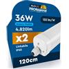 Eurocali 2 Plafoniere LED Impermeabili 36W 120CM Chip CREE 4820 Lumen IP65 Garanzia 6 Anni - Luce Fredda 6500K - Tubo Plafoniera Lineare da Soffitto per Garage Magazzino Ufficio con Alta Luminosità 133 lm/W