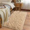 Ailyei Tappeto morbido runner per camera da letto e corridoio, confezione da 2 pezzi, 5 x 10 cm, beige, soffice tappeto a pelo lungo, antiscivolo, per camera da letto, dormitorio, cameretta dei