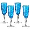 Omada Design 4 Bicchieri Champagne in acrilico, Flutes per uso all'aperto, Lavabili in Lavastoviglie, Made in Italy, Linea Diamond, Turchese