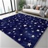 Generic Tappeto 140 X 200 Cm Fantasia Macchie Stelle, Tappeto In Flanella Pelo Corto Morbido - Lavabile In Lavatrice, Antiscivolo, Facile Da Pulire - Per Salotto, Camera Da Letto - Blu Bianco