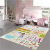 Teppich-Traum Tappeto città mondo gioco antiscivolo piatto resistente da curare testato per sostanze nocive soggiorno apprendimento tappeto ragazzi ragazze facile da pulire Beige 140 x 200 cm