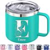 Xihedfd Tazza Personalizzabile con Foto Scritta da 350ml 410ml Mug Isolata con Nome Logo Testo Inciso Personalizzato Tazza da Caffè Personalizzata in Acciaio Inox con Manico Coperchio Regali per Donne Uomini